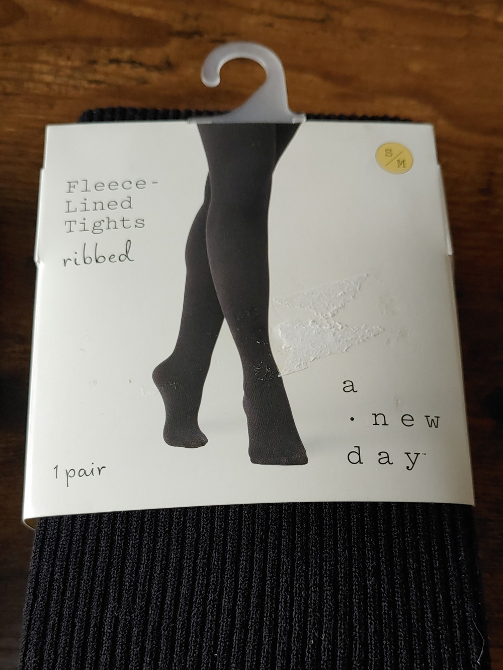 NWT A New Day Fleece Lined Small/Medium black ribbed Tights
